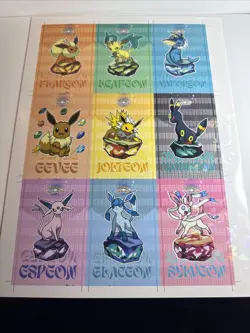 Pokemon Uncut Sheet Lets Go Eevee Database! Cracked Ice Gem Stone Eeveelutions! - Image 3