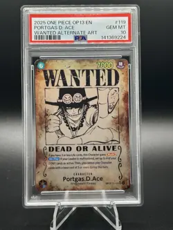 Portgas.D.Ace (119) (Wanted Poster) OP13-119 Carrying On His Will Error - PSA 10 - Image 1