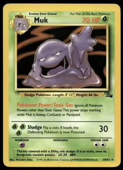 Muk Unlimited Non Holo RARE - 28/62 VINTAGE Fossil - NM+ Pokemon TCG - Image 1