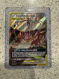 Espeon & Deoxys GX Tag Team SM240 Black Star Promo 2020 Holo Pokemon Card - Image 1