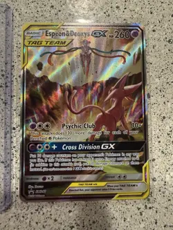 Espeon & Deoxys GX Tag Team SM240 Black Star Promo 2020 Holo Pokemon Card - Image 3