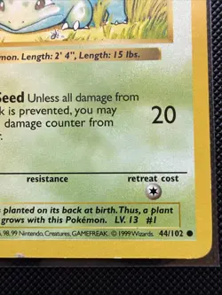 Shadowless Bulbasaur - Pokemon Base - 44/102 - MP - Image 3