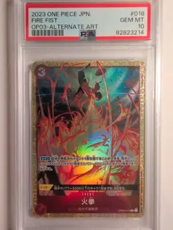 PSA10 One Piece Card Game Japanese Fire Fist Ace Alternate Art Parallel OP03-018 - Image 1