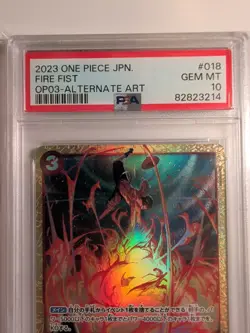 PSA10 One Piece Card Game Japanese Fire Fist Ace Alternate Art Parallel OP03-018 - Image 2