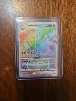 Pokemon TCG Charizard VSTAR Rainbow Secret Rare Card Brilliant Stars 174/172 NM - Image 1