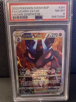 PSA 8 Pokemon Lucario VSTAR Black Star Promo SWSH291 Crown Zenith ETB - Image 1