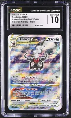 ✨✨ CGC 10 ENGLISH Darkrai VSTAR GG50/GG70 Holo Crown Zenith Pokemon Card - Image 1