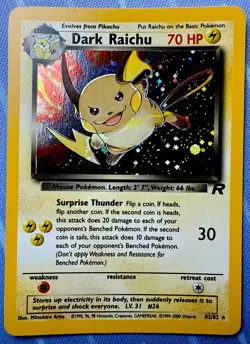 Dark Raichu 83/82 Holo Rare Team - Rocket Vintage 2000 Pokemon TCG - Image 1