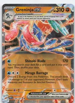 Greninja ex - 106/167 Double Rare Holo SV06: Twilight Masquerade NM Pokemon - Image 1