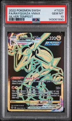 2022 Pokemon Sword & Shield Silver Tempest #TG29 Fa/Rayquaza Vmax PSA 10 - Image 1