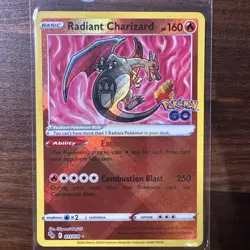 Radiant Charizard 250 ATK 160 HP Radiant Rare Pokemon GO 011/078 Holo - Image 1