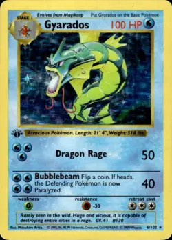 Pokemon Gyarados 6/102 Base Set Holo 1st Edition Heavily Played - Image 1