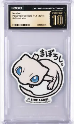 2018 POKEMON STICKERS PT. 1 B-SIDE LABEL MEWTWO CGC 10 PERFECT - Image 1