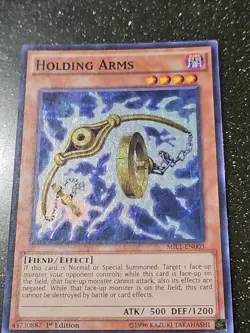 YGO-1x-Lightly Played-Holding Arms - MIL1-EN003 - Super Rare - 1st Edition-Mille - Image 1