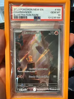 Pokemon Charmander 168 Scarlet & Violet 151 Card PSA 10 - Image 1