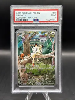 2025 Pokemon Meowth Illustration Rare 106/094 Phantasmal Flames PSA 9 - Image 1