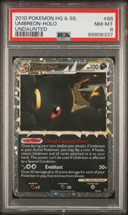 Pokemon Umbreon Prime 86/90 - PSA 8 NM MT - HGSS Undaunted Holo RARE - Image 1