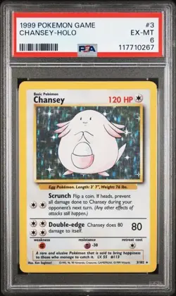 PSA 6 - 1999 Pokemon Game CHANSEY HOLO #3 (0267) - Image 1