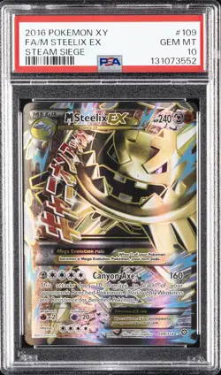 2016 POKEMON XY STEAM SIEGE #109 FULL ART/M STEELIX EX PSA 10 - Image 1
