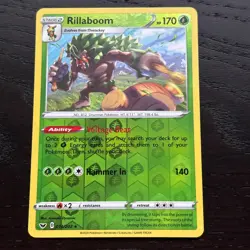 Rillaboom 014/202 Pokemon Sword & Shield Base Set Reverse Holo Rare Card NM - Image 1