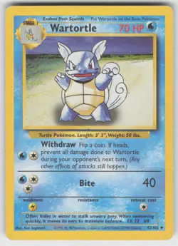 Wartortle Uncommon Base Set 042/102 Pokemon - Image 1