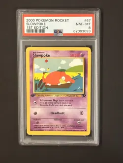 2000 POKEMON ROCKET SLOWPOKE #67 1st EDITION PSA 8 - Image 1