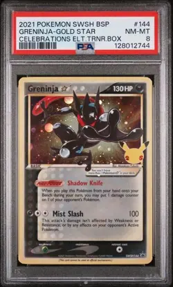 PSA 8 Grading Card Pokemon PTCG - Greninja Gold Star Celebration SWSH Promo #144 - Image 1