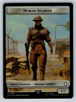 MTG Fallout Double Sided Foil Token 003/021 Human Soldier / Energy Reserve - Image 1