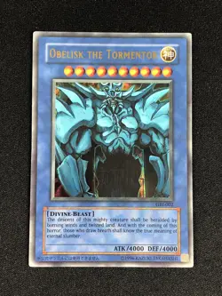 YUGIOH OBELISK THE TORMENTOR GB1-002 ULTRA PLAYED/EDGE WEAR - Image 1