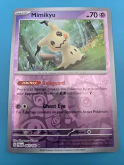 Pokemon Paldean Fates Mimikyu Reverse Holo Rare Card 037/091 LP - Image 1
