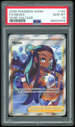 2020 POKEMON SWSH04: Vivid Voltage 183/185 Nessa (Full Art) PSA 10 Ultra Rare - Image 1
