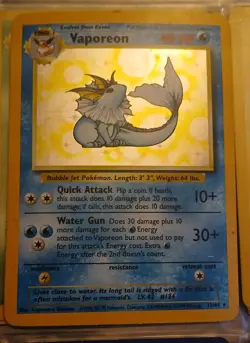 Pokemon TCG Vaporeon 28/64 Jungle Rare 80 HP 1st Edition Regular Kagemaru Himeno - Image 1