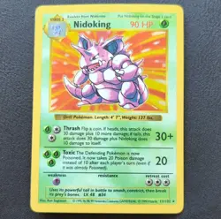Pokemon Nidoking Holo Rare 90 HP Base Set (Shadowless) Unlimited 11/102 WOTC - Image 1