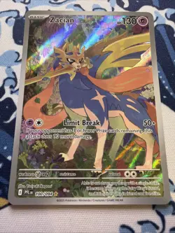 Pokemon Zacian 100/094 Me02: Phantasmal Flames Illustration Rare Holo 130 HP NM - Image 1