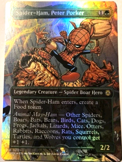 Spider-Ham, Peter Porker (Borderless) RARE FOIL MtG TCG Card # 0201 - Image 1