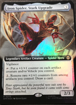 Iron Spider, Stark Upgrade - Foil - Extended Art - RARE MtG TCG Card # 0279 - Image 1