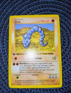 Pokemon Onix Base Set Shadowless 1st Edition 056/102 90 MP Common Card - Image 1