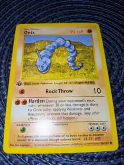 Pokemon Onix Base Set Shadowless 1st Edition 056/102 90 MP Common Card - Image 2