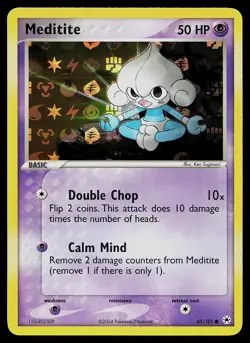 Pokemon Card - Meditite Hidden Legends 65/101 Reverse Holo - Image 1