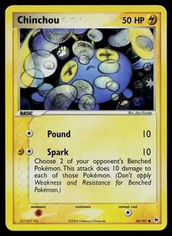 Pokemon Card - Chinchou Hidden Legends 56/101 Common Reverse Holo - Image 1