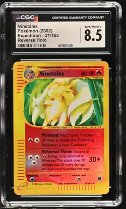 CGC 8.5 Ninetales 2002 Expedition 21/165 Reverse Holo Pokemon Card - Image 1