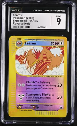 CGC 9 MINT Fearow 2002 Expedition 11/165 Reverse Holo Pokemon Card - Image 1