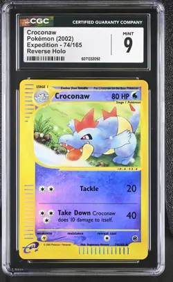 CGC 9 MINT Croconaw 2002 Expedition 74/165 Reverse Holo Pokemon Card - Image 1