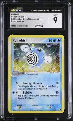 CGC 9 MINT Poliwhirl EX Fire Red & Leaf Green 46/112 Reverse Holo Pokemon Card - Image 1