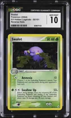 CGC 10 GEM MINT Swalot 2004 EX Hidden Legends 50/101 Reverse Holo Pokemon Card - Image 1
