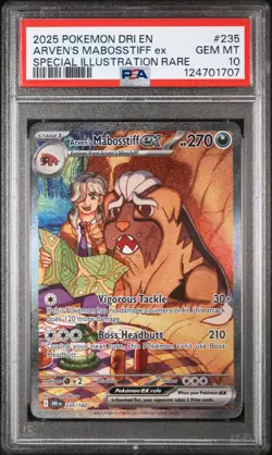 2025 POKEMON DRI EN-DESTINED RIVALS #235 ARVEN'S MABOSSTIFF EX PSA 10 - Image 1