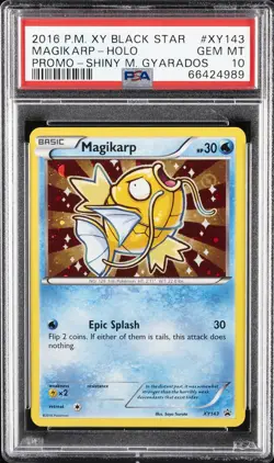2016 POKEMON XY BLACK STAR PROMO SHINY MEGA GYARADOS #XY143 MAGIKARP-HOLO PSA 10 - Image 1