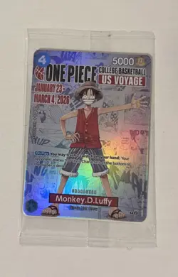 🏀One Piece Monkey.D.Luffy SEALED College Basketball Promo Card St Johns+poster - Image 1