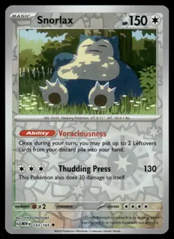 Snorlax 143/165 - S&V 151 - Reverse Holo Uncommon - Pokemon TCG Card NM - Image 1