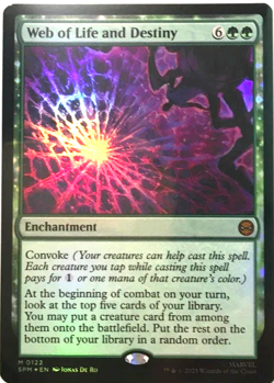 Web of Life and Destiny - Foil MYTHIC RARE Spider-Man MtG TCG Card # 0122 - Image 1